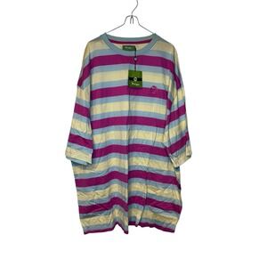 Meezan Men Shirt Striped Oversized Short Sleeve Pullover Crewneck Cotton 3XL NWT